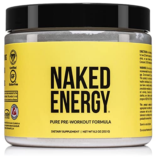 NAKED nutrition Naked Energy - Pure Pre Workout Powder for Men and Women, Vegan Friendly, Unflavored, No Added Sweeteners, Colors Or Flavors - 50 Servings