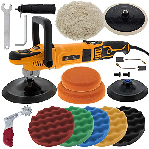 Dura-Gold Professional 7' Rotary Polisher Buffer Sander with Buffing & Polishing 8 Pad Kit, LED Variable Speed RPM Control, Heavy-Duty High-Performance, Powerful 1200 Watts - Car Auto Paint Detailing