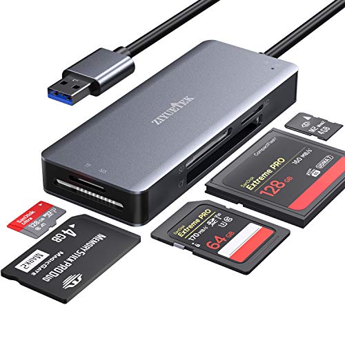 CF Card Reader,USB 3.0 to Compact Flash Memory Card Reader Adapter 5Gbps Read 5 Cards Simultaneously for SDXC, SDHC, SD, Micro SDXC, Micro SD, Micro SDHC, M2, MS, CF and UHS-I Card (Grey)