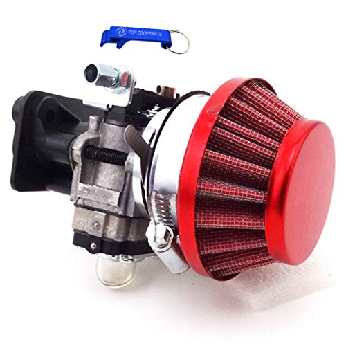 TC-Motor 15mm Carburetor Carb Red Filter Manifold Inatake Pipe Inlet Stack Kit For 2 Stroke 33cc 43cc 49cc 50cc 52cc Engine Goped EVO Gas Scooter Cat Eye Pocket Bike