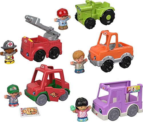 Fisher-Price Little People Around the Neighborhood Vehicle Pack, set of 5 push-along vehicles and 5 figures for toddlers [Amazon Exclusive]