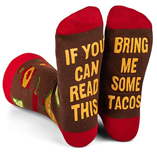 Lavley If You Can Read This - Funny Socks Novelty Gift For Men, Women and Teens (Tacos)