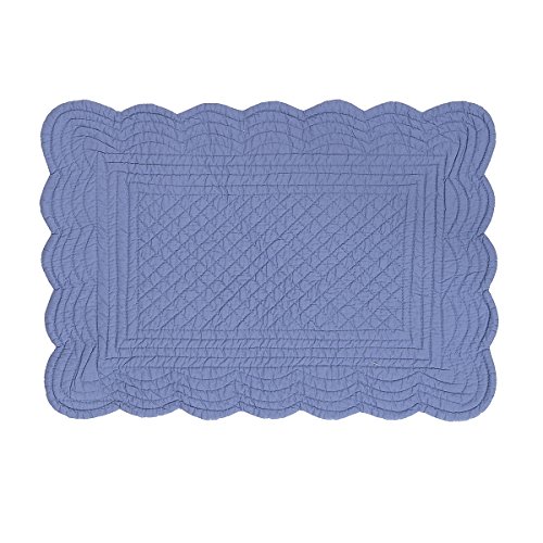 C&F Home Periwinkle Quilted Oblong Rectangular Cotton Reversible Machine Washable Placemat Set of 6 Rectangular Placemat Set of 6 Periwinkle