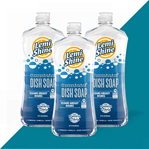 Lemi Shine Natural Liquid Dish Soap -Hard Water Stain Remover - Cuts Grease