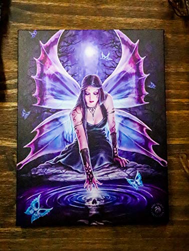 Ebros Anne Stokes Fantasy Gothic Artist Masterpiece Printed Canvas Picture Art Hand Stretched On Wooden Frame Wall Hanging Decor Plaque Home Decorative Artwork (Immortal Flight Ripple Butterfly Fairy)