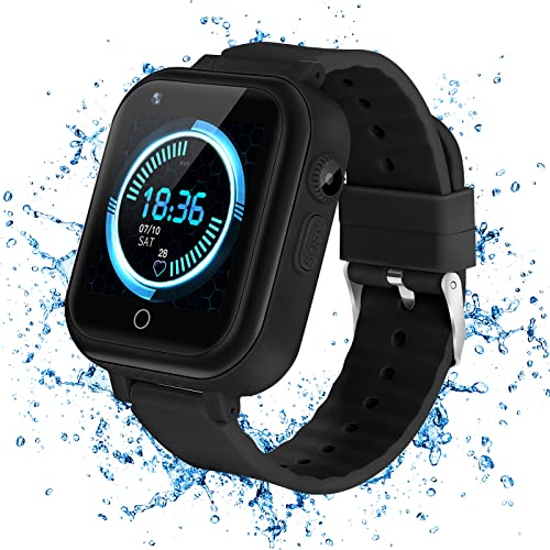 4G Kids SmartWatch - SmartWatch for Kids with GPS Tracker and Calling Water-Resistant, Cell Phone Watch for Age 3-15 Years Old Girls Boys Smart Watch Smartphone Support SIM Card WiFi Games (Black)