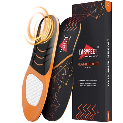 Sport Athletic Shoe Insoles Men Women - Ideal for Active Sports Walking Running Training Hiking Hockey - Extra Shock Absorption Inserts - Orthotic Comfort Insoles for Sneakers Running Shoes (Black, L)