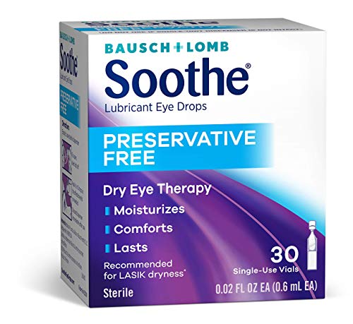 Bausch + Lomb Soothe Preservative-Free Lubricant Eye Drops, Box of 28 Single Use Dispensers