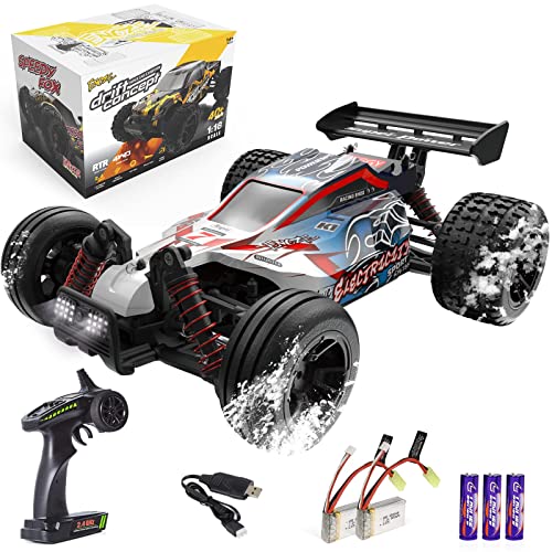 RC Cars 1:18 Scale High Speed Remote Control Car for Adults Kids Boys, 25+ MPH 4WD All Terrain Off Road Monster Trucks, 2.4GHz Rally Buggy Toys with 2 Rechargeable Batteries for 40+ Min Play