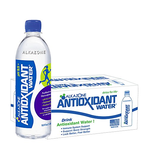 Alkazone Antioxidant Alkaline Bottled Water, Enhanced with Antioxidants, Purified Water with Electrolytes, Added for Taste, pH Balanced to 9.5, 16.9 oz, (Pack of 24), 405.6 Fl Oz