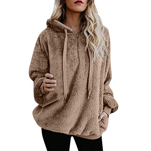 Blouse for Women Long Sleeve Kimloog Women Hooded Sweatshirt Coat Winter Warm Wool Zipper Pockets Cotton Coat Outwear [video game] [video game]