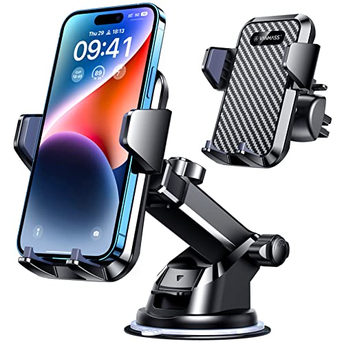 VANMASS Universal Car Phone Mount,【Patent & Safety Certs】 Upgraded Handsfree Stand, Phone Holder for Car Dashboard Windshield Vent, Compatible iPhone 13 12 11 Pro Max Xs XR X 8, Galaxy s20 Note 10 9