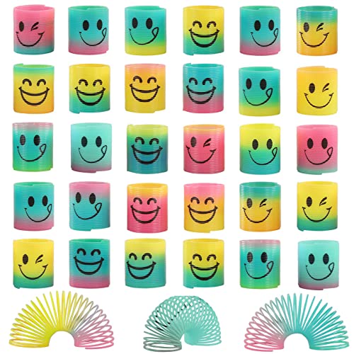 30 Pack Spring Rainbow Magic Fidget Stress Coil Mini Springs Bulk Toys For Party Favor Carnival Prize Birthday Goodie Bag Stuffers For Kids Boys Girls