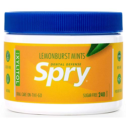 Spry Xylitol Lemon Burst Mints Sugar Free Candy - Breath Mints That Promote Oral Health, Dry Mouth Mints That Increase Saliva Production, Stop Bad Breath, 240 Count (Pack of 1)