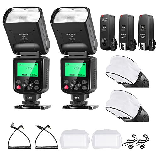 Neewer 2 Packs 750II TTL Flash Speedlite kit with 2.4G Wireless Trigger and Diffuser, Compatible with Nikon DSLR D850 D810 D800 D780 D750 D700 D610 D600 D500 D7500 D7200 D5600 D5300 D3500 Cameras