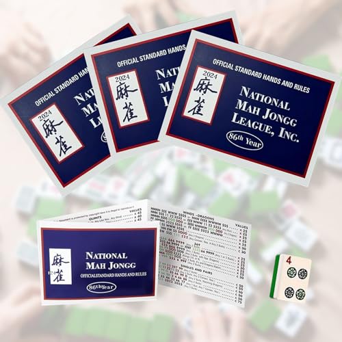 AILIYZ Mahjong Cards 2024,4Pcs Mah Jongg Cards,National Mahjong Cards Official Standard Hands and Rules Large Print Mahjong Scorecard(Blue