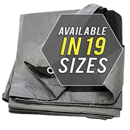 Trademark Supplies Tarp Cover Silver/Black Heavy Duty Thick Material, Waterproof, Great for Tarpaulin Canopy Tent, Boat, RV or Pool Cover