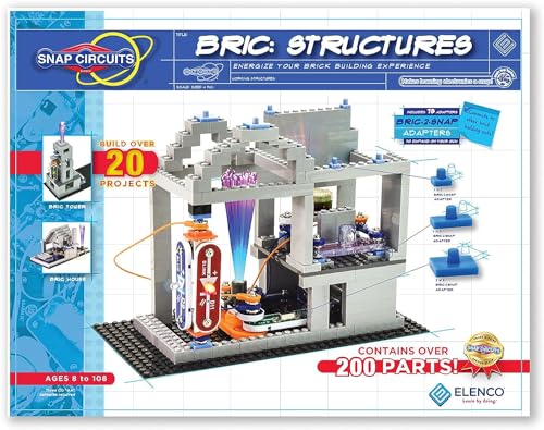 Snap Circuits BRIC: Structures | Brick & Electronics Exploration Kit | Over 20 Stem & Brick Projects | Full Color Project Manual | 20 Parts | 75 BRIC-2-Snap Adapters | 140+ BRICs