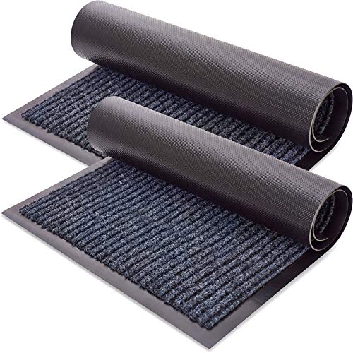 Sierra Concepts Front Door Mat Welcome Mats 2-Pack - Indoor Outdoor Rug Entryway Mats for Shoe Scraper, Ideal for Inside Outside Home High Traffic Area, Steel Gray 30 Inch x 17 Inch