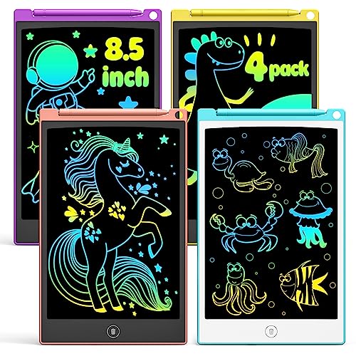 TECJOE 4 Pack LCD Writing Tablet, 8.5 Inch Colorful Doodle Board Drawing Tablet for Kids, Kids Travel Games Activity Learning Toys Christmas Birthday Gifts for 3 4 5 6 Year Old Boys Girls Toddlers