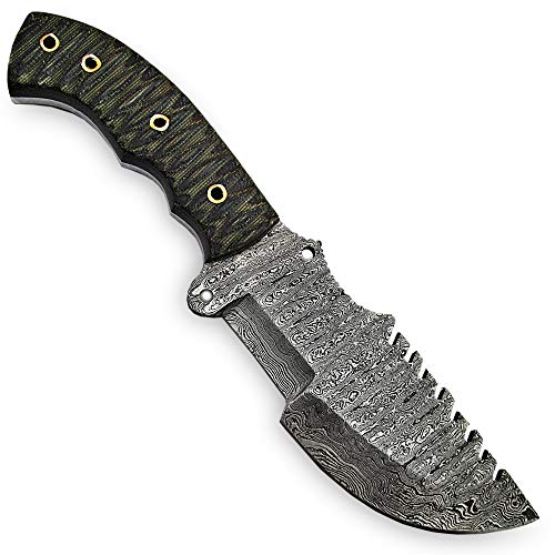 PAL 2000 KNIVES Custom Handmade Damascus Steel 10 Inch Tracker Knife with Sheath - Micarta Handle - 9834