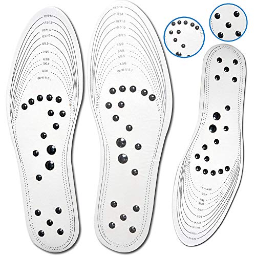 Carespot Acupressure Magnetic Massage Insoles for Men/Women, Foot Massager Shoe-pad Foot Therapy Reflexology Pain Relief Shoe Inserts | Memory Foam Insole - Unisex (White)