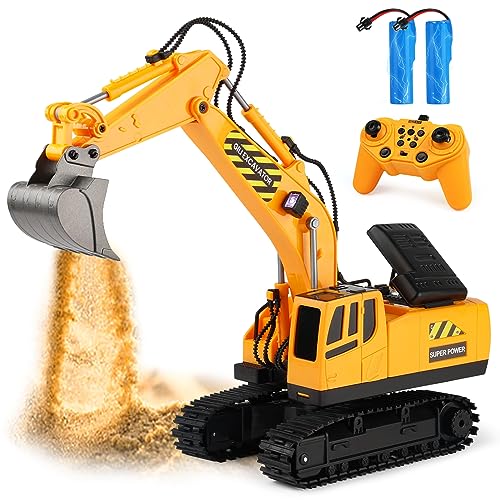 Gili RC Excavator Toy, Remote Control Hydraulic Toy Car for 4, 5, 6, 7, 8 Year Old Boys Girls, Construction Tractor Vehicle, Rechargable Engineering Digger Truck, Best Birthday Gifts for Kids Age 3yr