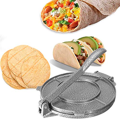 Tortilla Maker, Cast Iron Tortilla Press Gray 6.5 Inch Roti Tortilla Maker, Automatic Stainless Steel Non-Stick Electric machine, Corn Tortilla Press Pataconera for Flour Tortilla Roti Tawa or Dosa