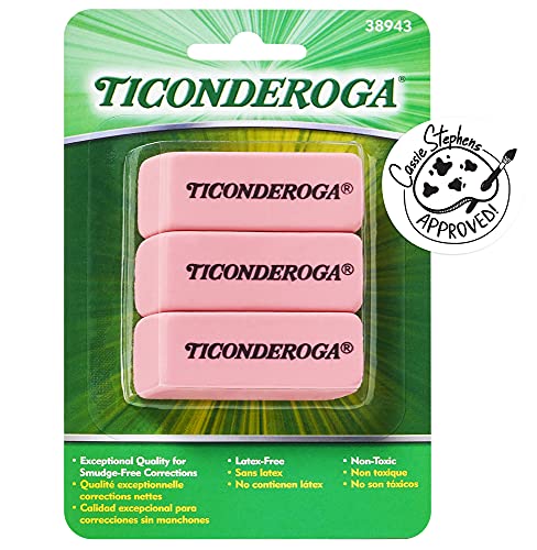 Ticonderoga Wedge Erasers, Pink, 3 Count