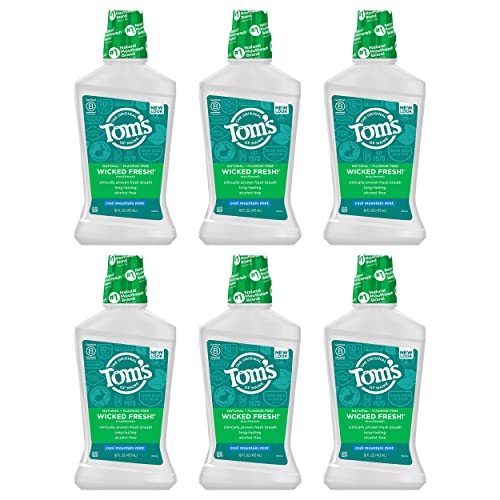 Tom's of Maine Natural Wicked Fresh, Alcohol-Free Mouthwash, Cool Mountain Mint, 16 oz. 6-Pack (Packaging May Vary)