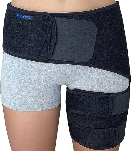 ROXOFIT Hip Brace for Sciatica Pain Relief - Compression Support Ease Pain from Sciatic Nerve, Thigh Pull, Hip Fleхоr Strain, Groin Injury, Pulled Hamstring - Sacroiliac SI Joint Stabilizer - Upper Leg Muscle Wrap for Men, Women​