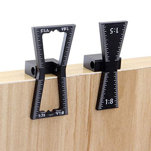 2 PCS Dovetail Marker Guide, Aluminum Alloy Dovetail Marking Jig Precise Wood Dovetail Tools, Dovetail Guide with 1:5, 1:6, 1:7 and 1:8 Slopes for Both Softwood or Hardwood Applications