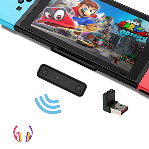 GuliKit Route Air Bluetooth Adapter for Nintendo Switch/ Switch Lite PS4 PC, Dual Stream Bluetooth Wireless Audio Transmitter with aptX Low Latency Connect Your AirPods Bluetooth Speakers Headphone