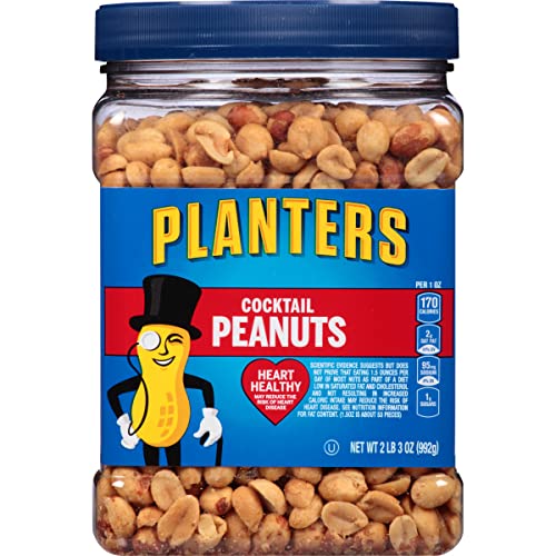 PLANTERS Cocktail Peanuts, 35 oz. Resealable Jar - Heart Healthy Peanuts - A Good Source of Essential Nutrients - Made with Simple Ingredients - Kosher