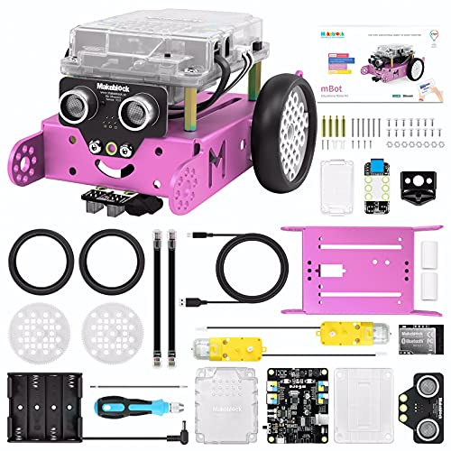 Makeblock mBot Pink Robot Kit, Robot Toys for Girls, Robotics Kit with Arduino/Scratch Coding, Remote Control, Building Toys, Educational Robots for Kids Ages 8+