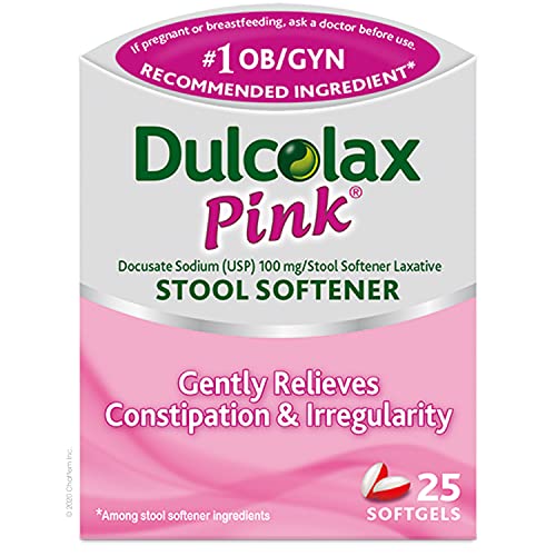 Dulcolax Pink Stool Softener, Docusate Sodium, 100 mg Soft Gel Tablets, 25 Count