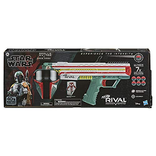 NERF Rival Star Wars Apollo XV-700 Blaster, Face Mask, Boba Fett Insignia Patch, 7 Rival Rounds, Easy-Load Magazine