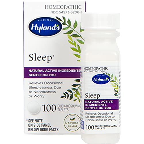 Natural Sleep Aid Pills by Hyland's, Sleeplessness and Stress Relief Supplement, 100 Quick-Dissolving Tablets