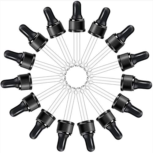 Droppers for Essential Oils, YGDZ 15 Pack 15ml (1/2 Ounce) Glass Eye Dropper Tops - Fit for DoTerra Young Living 15ml Essential Oil Bottles