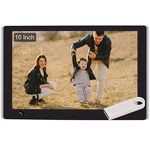 WayGoal 10 Inch Digital Picture Frame with 16GB USB Flash Drive, 1920x1080 Full HD IPS Screen with Motion Sensor, Electronic Photo Frame Support SD Card, with Remote Control