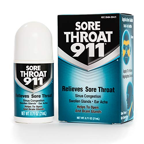 Sore Throat 911 Relieves Sore Throat Sinus Congestion Swollen Glands Ear Ache Helps to Open and Drain Glands 0.71 Ounce (21ml) (Pack of 1)