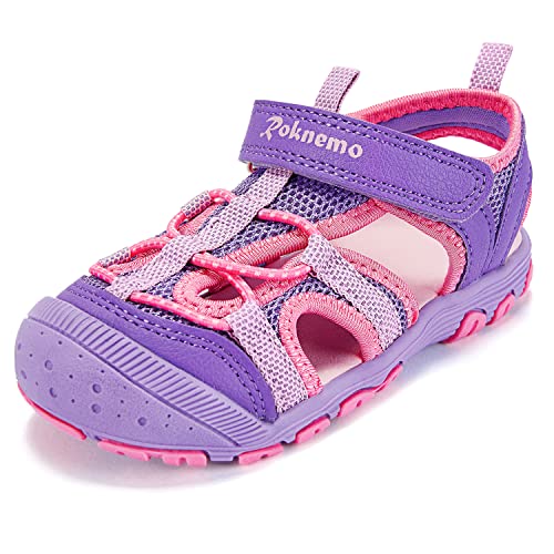 Roknemo Kids Sandals for Boys & Girls - Athletic Closed-Toe Toddler Water Shoes - Perfect for Summer Beach Hiking Outdoor Sports Unisex Child Sandals (Toddler/Little Kid) - Purple Toddler 4