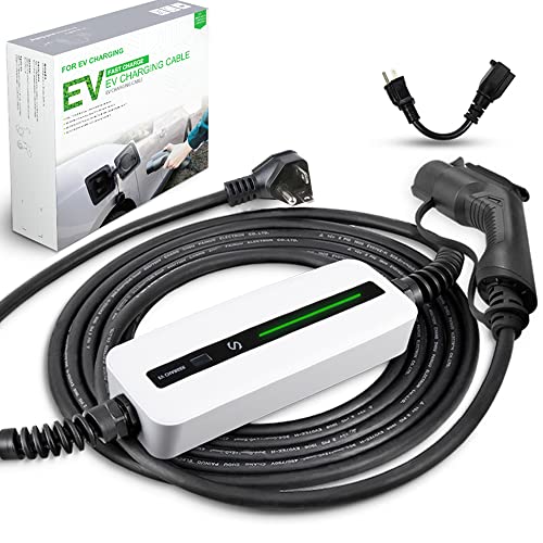 Morec EV Charger 16A 3.68KW NEMA6-20 Plug with Adapter for NEMA 5-15, 100V-240V 20ft (6m) Level 1 Level 2 Electric Vehicle charging cable Compatible with All EV Cars