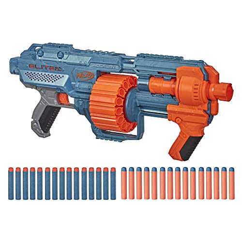 Nerf Elite 2.0 Shockwave RD-15 Dart Blaster, 30 Nerf Elite Darts, 15-Dart Rotating Drum, Kids Outdoor Toys for 8 Year Old Boys & Girls and Up