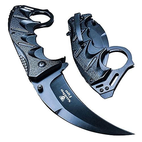 Snake Eye Tactical Everyday Carry Spring Assist Style Folding Pocket Knife EDC (Black)
