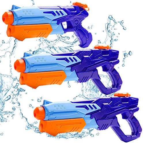 Water Guns for Kids Adults - 3 Pack Super Soaker Water Gun, 300CC+2pcs 600CC Large Capacity Soaker Squirt Guns Long Shooting Range for Summer Swimming Pool Beach, Water Fighting Toys for Boy Girl