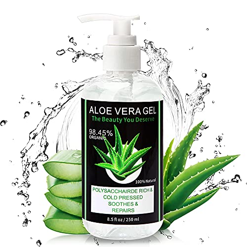 Ciencimy Organic Aloe Vera Gel From Freshly Cut Aloe Plant, Deeply Moisturizing Hydrating Soothing for Skin, Hair, Face, Sunburn Relief, Aftershave Body Lotion, Absorbed Rapidly and No Sticky, Gifts For Men/Women - 8.5 oz