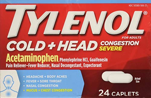 Tylenol Head + Cold Severe Congestion 24ct - Pack of 3