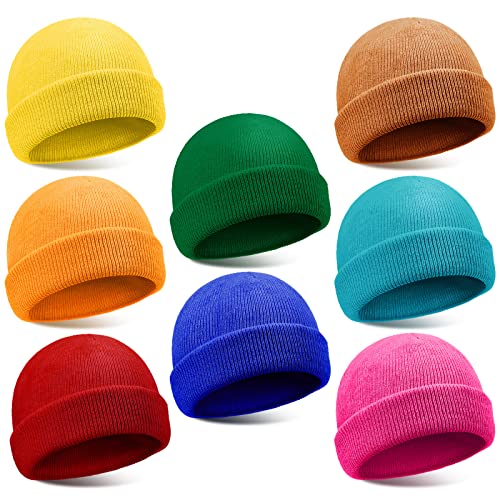 8 Pack Winter Beanies Bulk Cold Weather Unisex Hat Cuff Warm Knitted Skull Cap for Men Women Cycling Hiking, Skating (Multicolor)