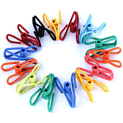 Riveda 30 Pack Assorted Chip Bag Clips Utility - PVC 2 Inch Coated Colorful Sealer for Sealing Food - Paper Holder, Clothesline Clip for Laundry Hanging, Kitchen Bags, Multipurpose Clothes Pins…